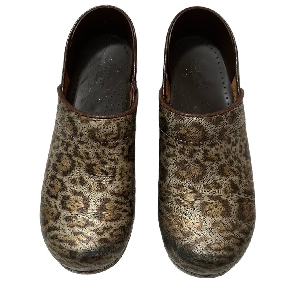 SANITA Clogs Closed Back Professional Metallic Animal Cheetah Print 38